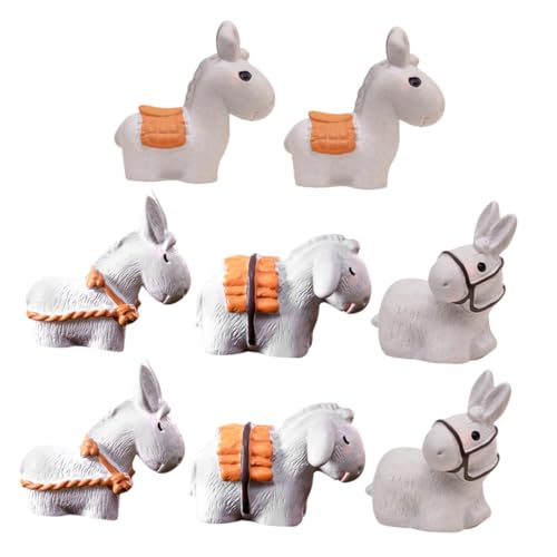 Ciieeo 8 Stücke Miniatur Esel Figuren Harz Tier Statuen Garten Decor Outdoor Indoor Landschaft Ornament von Ciieeo