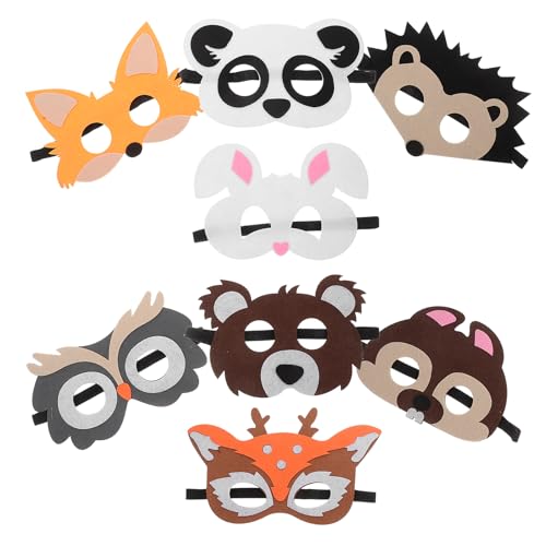 Ciieeo 8-teilige Tierfilzmaske, Verschiedene Cartoon-tiermasken mit Gummiband, Cosplay-partyzubehör für Halloween, Geburtstag, Themenparty Ciieeo 8-teilige Tierfilzmaske, Verschiedene Cartoon-tiermasken mit Gummiband, Cosplay-partyzubehör für Halloween, Geburtstag, Themenparty von Ciieeo