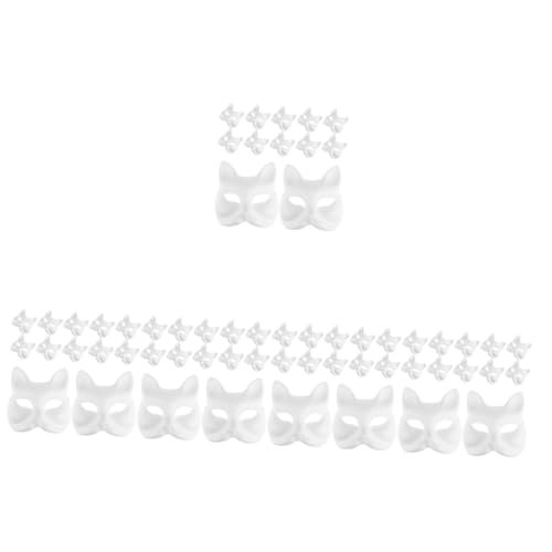 Ciieeo 80 Stk Papiermaske Halloween-Maske Kinderkleider Kostüm Maske für Maskerade-Party leere Maskerademasken Schüttgut Gesichtsmaske Katze Fuchs Zubehör Männer und Frauen bilden Weiß von Ciieeo