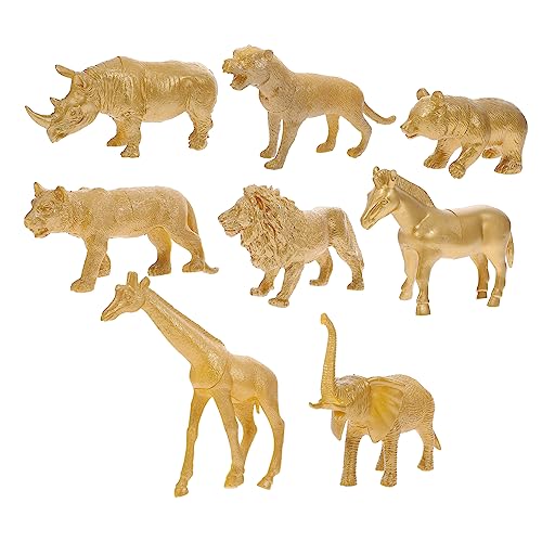 Ciieeo 8St Simulierte Waldtiere Figuren Tierschmuck Cartoon-Tiere-Modelle Tiere Dekoration kleine Tiermodelle Simulationstiermodell Heimdekoration Tiere basteln Plastik Golden von Ciieeo