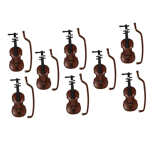 Ciieeo 8st Puppenhaus-Geige Miniatur-musikinstrumente Miniatur-spielzeuggeige Geigenmodell Spielzeug Geige Mit Bogen Mini-Musikinstrument Miniatur-Geige Empfindlich Ornamente Plastik von Ciieeo
