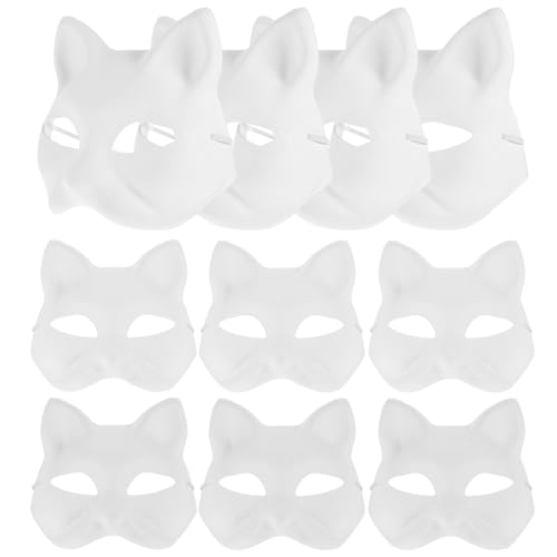 Ciieeo Blanko-Katzenmaske: 20 Stück Unbemalte Blanko-Maskenmasken Mardi-Gras-Masken Venezianische Masken Kostüm-Cosplay-Masken Unbemalte Zellstoffmasken von Ciieeo