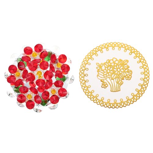 Ciieeo Exquisiter Roter Kristall-blumentopf Kristall-Ornament Für Die Heim- Und Schreibtischdekoration Elegantes Für Freunde von Ciieeo