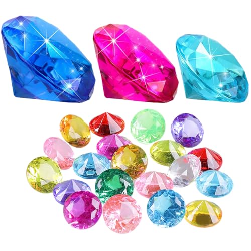 Ciieeo Bunte Edelsteine ​​Zum Tauchen Im Pool – 60 Acryl-Edelsteinspielzeuge Zum Spielen Im Wasser (2 cm) von Ciieeo