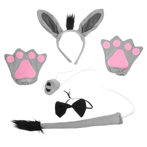 Ciieeo Esel Kostüm Set mit Eselsohren Stirnband Bequemes Tierkostüm Haarreif für Niedliches Animal Cosplay Zubehör für Halloween Partys und Verkleidungen von Ciieeo