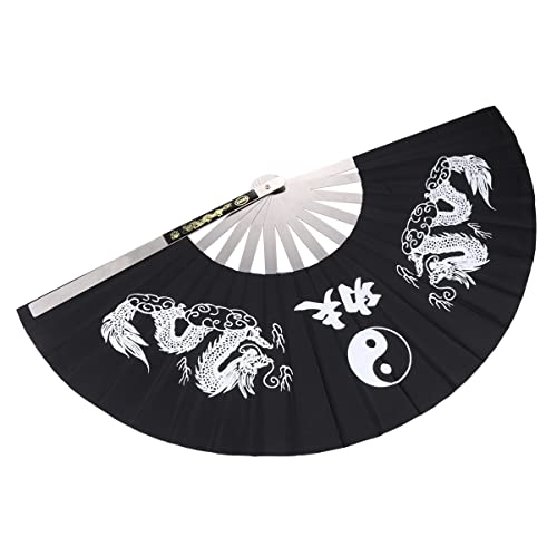 Ciieeo Faltbarer Handfächer aus für Tai Chi Fitness und Kung Fu Eleganter Chinesischer Stil mit Langem Muster für Warme Sommertage Schwarz Ciieeo Faltbarer Handfächer aus für Tai Chi Fitness und Kung Fu Eleganter Chinesischer Stil mit Langem Muster für Warme Sommertage Schwarz von Ciieeo