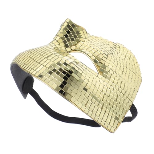 Ciieeo Glänzende Cosplay Halbgesichtsmaske aus Reflektierendem Spiegelmaterial Leichte und Atmungsaktive Disco Maske für Halloween Karneval und Party Tragbar und Modisch in Gold von Ciieeo