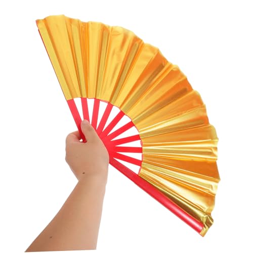 Ciieeo Großer Faltbarer Handfächer Tai Chi Fan mit Doppelseitigem Kunststoffgerüst Leichter Faltbarer Tanz Festivalfächer in Rot und Gold für Outdoor performance und von Ciieeo