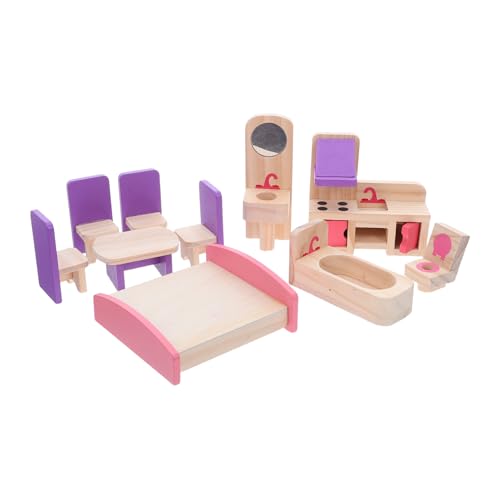 Ciieeo Holz Puppenhaus Möbelset Teilig Miniatur Wohnzimmertisch DIY Kreative Holzmöbel für Puppenhaus Fördert Familienzeit und Bastelfähigkeiten von Ciieeo