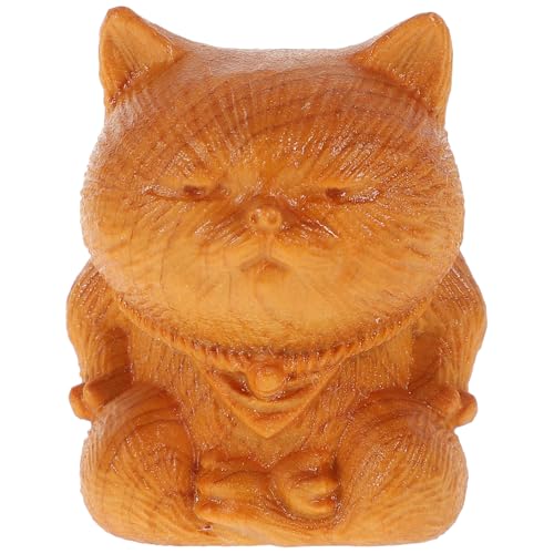 Ciieeo Einzigartiges Katzenornament Aus Holz Handgefertigte Katzenstatue Aus Holz Für Den Schreibtisch Bastelgeschenk von Ciieeo