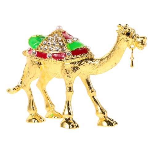 Ciieeo Kasten Kamel-Schmuckkästchen Automobilbausatz Honig Stick Honig Prop-Brille Charme schmuck aufbewahrungsbox Schmuck-Organizer Kamelfigur klassisches Aluminiumlegierung Golden von Ciieeo