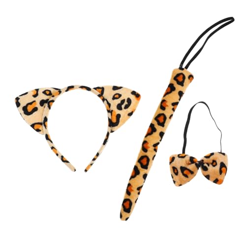 Ciieeo Leopardenohren Haarreif Set für Teiliges Kostümzubehör mit Fliege für Halloween und Tier Mottopartys und Stylisch Weich und Bequem für Verkleidungen von Ciieeo
