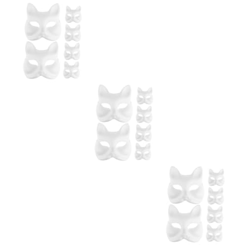 Ciieeo Maske 18 Stück Handbemalte Masken Halloween Masken Damenmasken Karnevalsmasken Abschlussballmasken Cosplay DIY Masken Unvollendete Blankomasken Fuchsmasken Papierhandbuch Weiße von Ciieeo