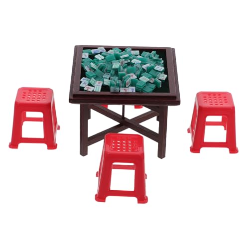 Ciieeo Miniatur-Mahjong-Tisch Und Stühle Für Puppenhaus Handwerkskunst Aus Harzmaterialien Set Mit Möbeln Für Spiel Und Dekoration Miniatur-Requisiten Für Puppenhaus- Und von Ciieeo