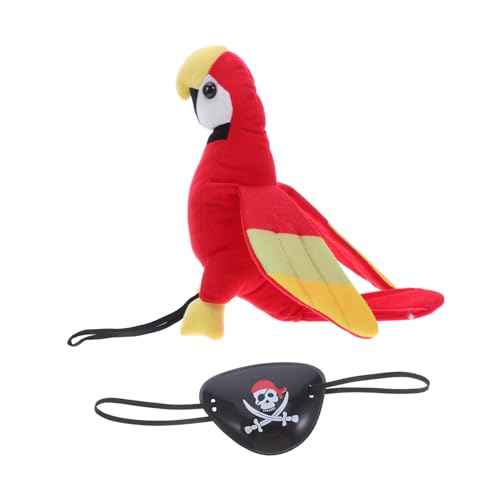 Ciieeo Piraten Kostüm Schulterpapagei Plüschspielzeug Teiliges mit Hut und Messer Halloween Cosplay Requisite für Piratenparty und Karneval von Ciieeo