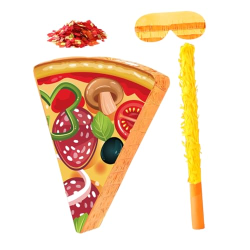 Ciieeo Pizza Pinata Partyspiel mit Aufhängeschlaufe Inkl und Augenbinde Lustiges Food Thema für Kindergeburtstag Cinco De Mayo und Feierlichkeiten von Ciieeo
