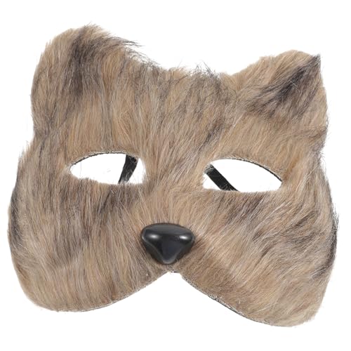 Ciieeo Plüsch-Katzen-Fuchs-Maske Halloween-Tiermaske Fuchs-Maske Für Halloween Ostern Karneval Maskerade Kostümparty Cosplay-Requisiten (Grau) von Ciieeo