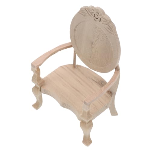 Ciieeo Retro Kleiner Stuhl puppenhaus Liege Wohnzimmerstühle Puppenstubenstuhl aus Holz Puppenhaus-Schlafzimmermöbel Mini-Stuhlverzierung Esszimmerstuhl Miniatur Möbelmodell hölzern Beige von Ciieeo
