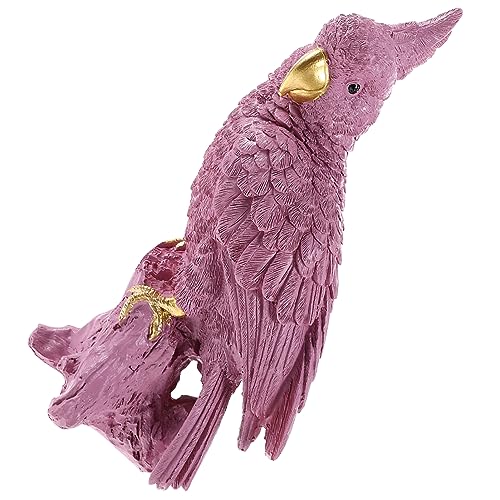 Ciieeo Rosafarbenes Lebensechtes Papageienmodell Kleine Vogelspielzeug Papageienharz Porzellan Vogelfiguren von Ciieeo
