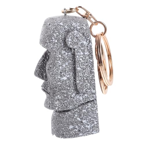Ciieeo Schlüsselanhänger mit Steinstatue Figur Tasche Schlüsselbundzubehör süßer Schlüsselanhänger Moai-Partygeschenk Schlüsselbundanhänger Schlüsselanhänger-Ornament für Frauen Metall von Ciieeo