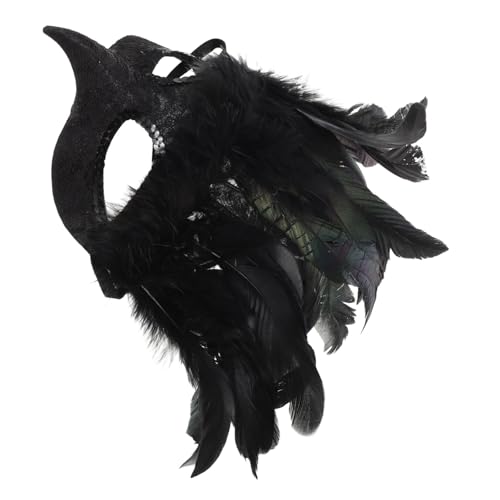 Ciieeo Schwarze Feder Maske für Damen und Herren Leichte Halbgesichtsmaske für Karneval Halloween und Cosplay Handgefertigte Masquerade Maske mit Elegantem Federdesign von Ciieeo