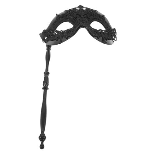 Ciieeo Schwarze Spitzen Halbgesichts Maske mit Stab Maskerade für Damen und Herren Geeignet für Halloween Karneval Kostümparty und Ballveranstaltungen von Ciieeo