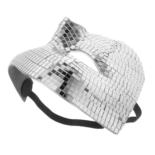 Ciieeo Spiegelnde Gesichtshälfte Maske Silber Glänzend Atmungsaktiv Disco Ball Masquerade Party Frauen Männer Festival Prom Cosplay von Ciieeo