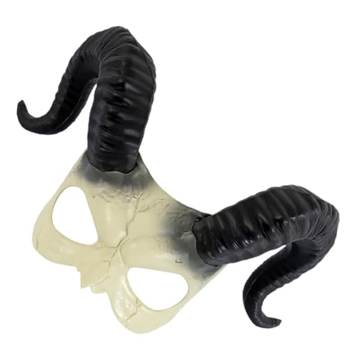 Ciieeo Teufelshornmaske Halloween-Maske Ziegenkopfmaske Zubehör für Partykostüme Lustige Kopfbedeckung Maskerademaske karneval kopfbedeckung Cosplay-Maske Halbmaske Ziegenmaske pp Weiß von Ciieeo