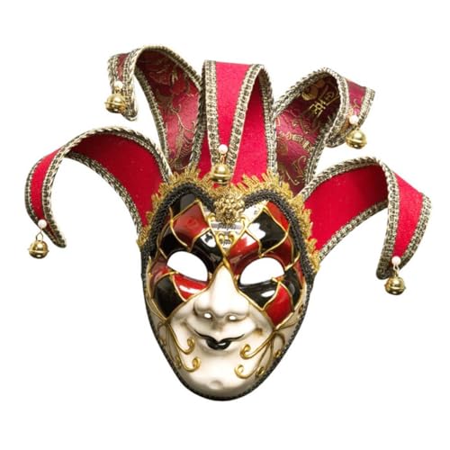 Ciieeo venezianische Maske karneval clown maske Party-Maske Kostüm Maske Abschlussball Maske masquerade faschingsmasken ausgefallene Ballmaske Maskerade-Maske Jahrgang bilden Kleidung rot von Ciieeo
