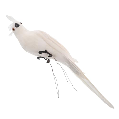 Ciieeo simulierte Papageienverzierung gefälschtes Papageienhandwerk Vögel zum Basteln kleine Vogelfigur Papageien-Rasenverzierung papageienverzierungen Vogelstatuen künstliche Feder Weiß von Ciieeo