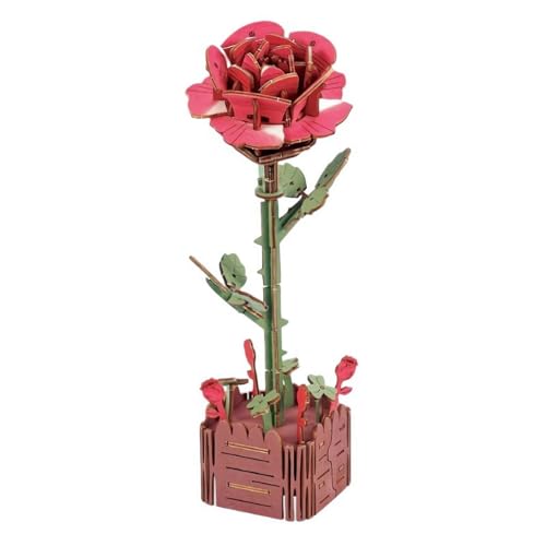 3D-Holzblumen-Puzzle für Erwachsene, DIY-Holzblumen-Modell-Bastelset, kreatives Hobby-Bauset, künstliche Blumen, Dekoration, Geschenk für Muttertag/Weihnachten/Geburtstag von Cikiki
