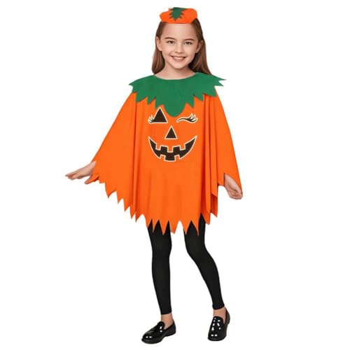 Cikiki Halloween-Kürbis-Kostüm für Damen, leuchtet im Dunkeln, Kürbis-Poncho mit Stirnband, niedliche Halloween-Cosplay-Kleidung von Cikiki