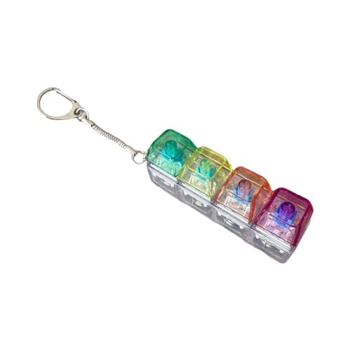 Tastatur-Schlüsselanhänger für Erwachsene, transparenter Vier-Tasten-Tastatur-Schlüsselanhänger mit LED-Licht für Tasche, Rucksack, Handyanhänger Tastatur-Schlüsselanhänger für Erwachsene, transparenter Vier-Tasten-Tastatur-Schlüsselanhänger mit LED-Licht für Tasche, Rucksack, Handyanhänger von Cikiki