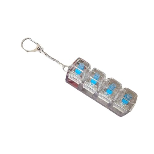 Tastatur-Schlüsselanhänger für Erwachsene, transparenter Vier-Tasten-Tastatur-Schlüsselanhänger mit LED-Licht für Tasche, Rucksack, Handyanhänger Tastatur-Schlüsselanhänger für Erwachsene, transparenter Vier-Tasten-Tastatur-Schlüsselanhänger mit LED-Licht für Tasche, Rucksack, Handyanhänger von Cikiki