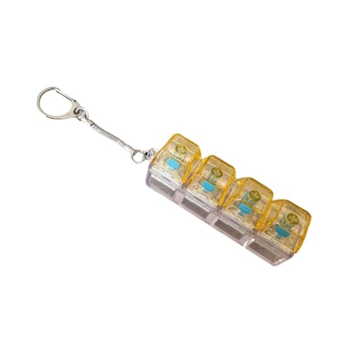Tastatur-Schlüsselanhänger für Erwachsene, transparenter Vier-Tasten-Tastatur-Schlüsselanhänger mit LED-Licht für Tasche, Rucksack, Handyanhänger Tastatur-Schlüsselanhänger für Erwachsene, transparenter Vier-Tasten-Tastatur-Schlüsselanhänger mit LED-Licht für Tasche, Rucksack, Handyanhänger von Cikiki
