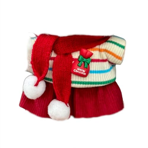 Weihnachtskleidung für 17 cm große Puppen (keine Puppe), Puppen-Outfit mit Zubehör, Anzug, niedlich, stilvoll, gemusterter Rock, Dating Wear von Cikiki