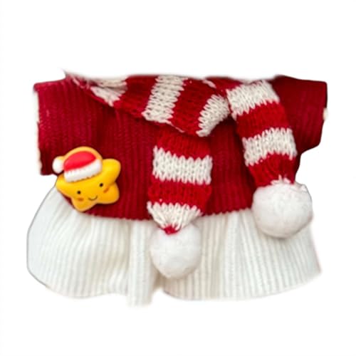 Weihnachtskleidung für 17 cm große Puppen (keine Puppe), Puppen-Outfit mit Zubehör, Anzug, niedlich, stilvoll, gemusterter Rock, Dating Wear von Cikiki