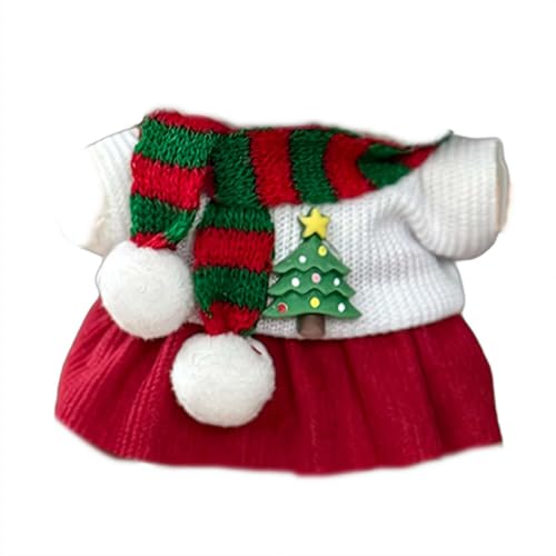 Weihnachtskleidung für 17 cm große Puppen (keine Puppe), Puppen-Outfit mit Zubehör, Anzug, niedlich, stilvoll, gemusterter Rock, Dating Wear von Cikiki