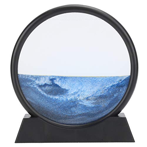 Cikonielf Sand Kippbild Dynamisches Sandbild 3D Natürliche Landschaft Fließendes Sand Bild Glas Handwerk Mikro Landschaft Ornament für Zuhause und Büro(Blau) von Cikonielf