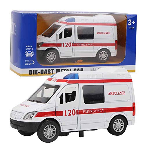 Cikonielf Krankenwagen Spielzeug Mini Simulation Ambulance Rettungswagen Spielzeugauto Mit Ton und Licht für Kinder zum Spielen (Rot) von Cikonielf