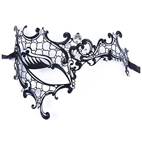 Cikuso Glaenzend Metall Filigran Phantom Maske Fuer Venetian Maskenspiel schwarz + Weiss von Cikuso