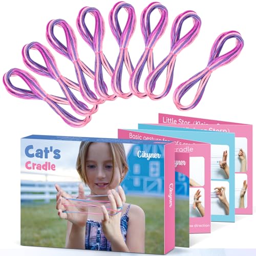 Cikyner Finger Twist, 8 Stück Fingerspiele 2m Lang 2mm Durchmesser Fadenspiele Für Kinder mit anleitung Polyester Lila Fingertwist Ideal für Geschenke für Mädchen und Jungen zu Geburtstag, Ostern von Cikyner