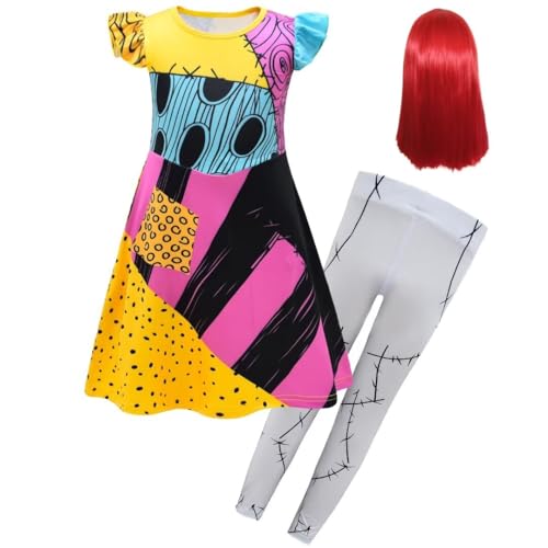 Cimefi Sally Albtraum Kostüm Kinder, Mädchen Sally Weihnachtskleid mit Perücke und Leggings Cimefi Sally Albtraum Kostüm Kinder, Mädchen Sally Weihnachtskleid mit Perücke und Leggings von Cimefi