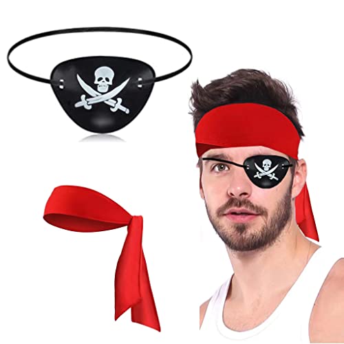 Cimown 2-teiliges Piraten-Zubehör – Piratenkapitän-Kostüm-Set – Piratenhut, Piraten-Augenklappe – Halloween-Party, Cosplay, Verkleidung für Männer und Frauen von Cimown