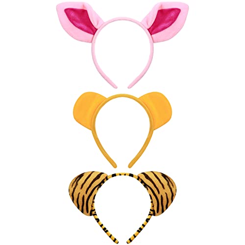 Cindeer 3 Stück Zoo Tier Ohr Kostüm Stirnband Dschungel Safari Plüsch Ohr Haarreifen für Erwachsene Tier Party Cosplay Requisite, Mehrfarbig, Einheitsgröße von Cindeer