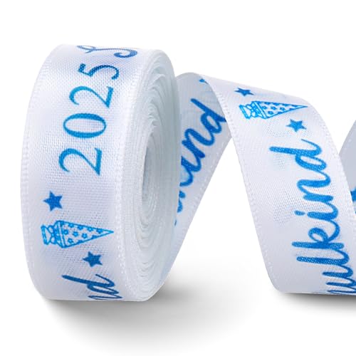 Cindeer 6 Yards Schulkind 2025 Schleifenband für Schultüten und Einschulungsgeschenke Einschulung 16 mm Breit Schulanfänger Geschenkverpackung für Junge und Mädchen Kindergarten Schule (Blau) von Cindeer