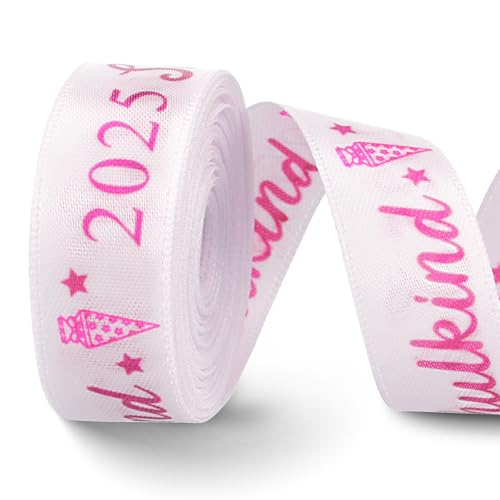 Cindeer 6 Yards Schulkind 2025 Schleifenband für Schultüten und Einschulungsgeschenke Einschulung 16 mm Breit Schulanfänger Geschenkverpackung für Junge und Mädchen Kindergarten Schule (Rosa) von Cindeer