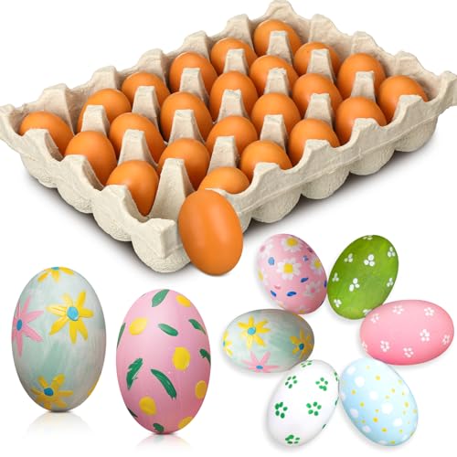 Cinnvoice Ostereier aus Holz mit natürlichem Zellstoff, realistische Ostereier zum Bemalen von Holz, künstliche Eier für Ostern, Jagd, Korb, Füller, Party, Gastgeschenk, Küche, Spiel und Cinnvoice Ostereier aus Holz mit natürlichem Zellstoff, realistische Ostereier zum Bemalen von Holz, künstliche Eier für Ostern, Jagd, Korb, Füller, Party, Gastgeschenk, Küche, Spiel und von Cinnvoice