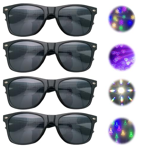 Cinsersr 4 Stück 3D Prisma Herz Stern Effekt Lustige Brillen Kaleidoskop Brille Bunte Spezialeffekt-Lichtshow-Unterhaltungssonnenbrille, Geeignet für Feuerwerksshows, Tanzpartys und Musikfestivals Cinsersr 4 Stück 3D Prisma Herz Stern Effekt Lustige Brillen Kaleidoskop Brille Bunte Spezialeffekt-Lichtshow-Unterhaltungssonnenbrille, Geeignet für Feuerwerksshows, Tanzpartys und Musikfestivals von Cinsersr