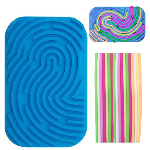 Sensorik Spielzeug Activity Board,Doppelseitiges Aktivitätsbrett Sensorisches,Sensorisches Spielzeug Aktivitätsbrett,zur Stresslinderung, ADHS und Autismus,mit 11 Zubehör Schnüren(Blau) von Cinsersr